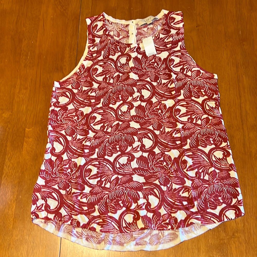 LOFT Lightweight Printed Knit Tank Floral size L
